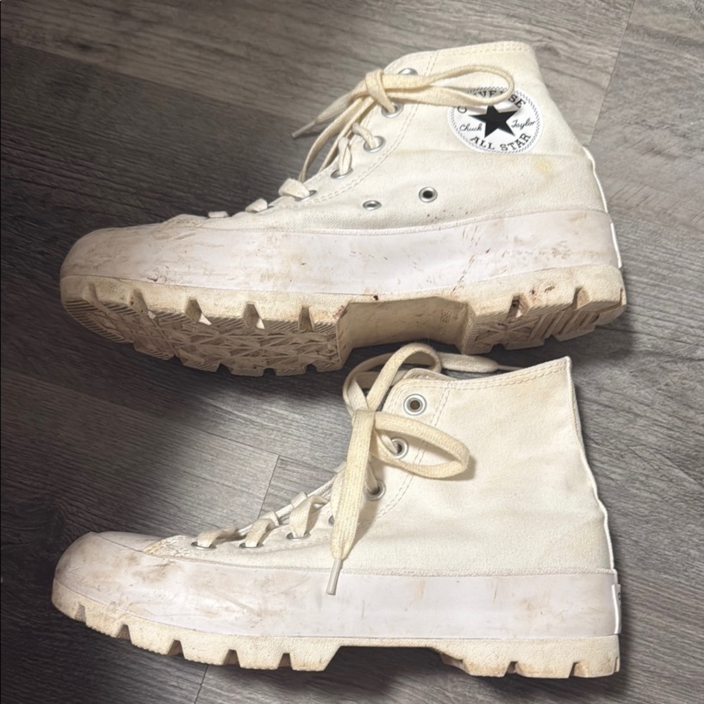 Converse White High-Top Sneakers with Chunky Sole